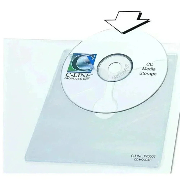 C-Line Self-Adhesive CD Holder, 1 Disc Capacity, Clear, 10/Pack - Picture 2 of 3